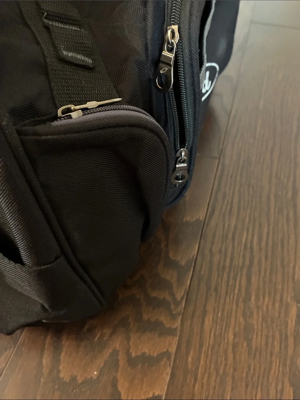 Vintage Ford Black Duffel Bag with Gray Trim and Ford Logo
